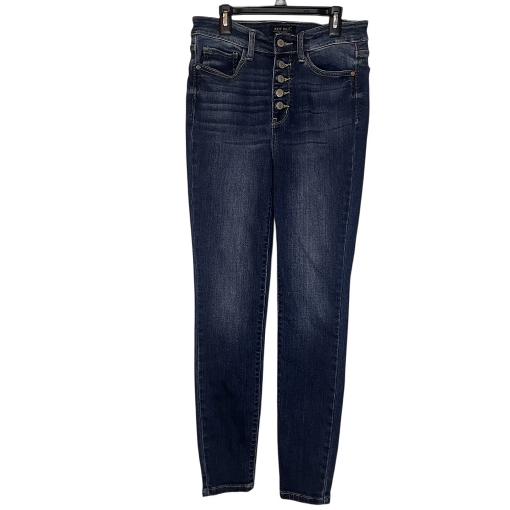 Judy Blue High Rise Button Fly Skinny Denim Jeans Medium Wash Sz 5/27 Stretch